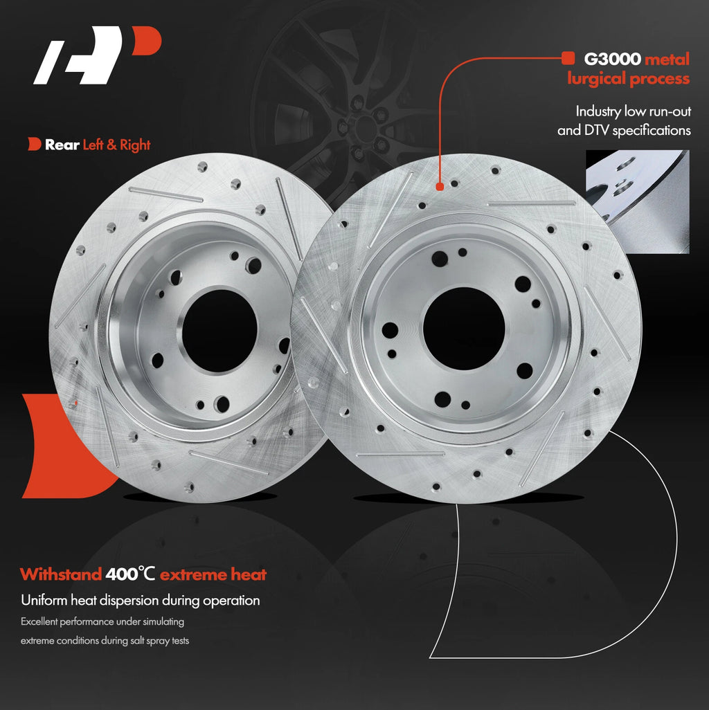 Rear Side Drilled Brake Rotors for Honda Civic (2006–2015) Acura ILX CSX