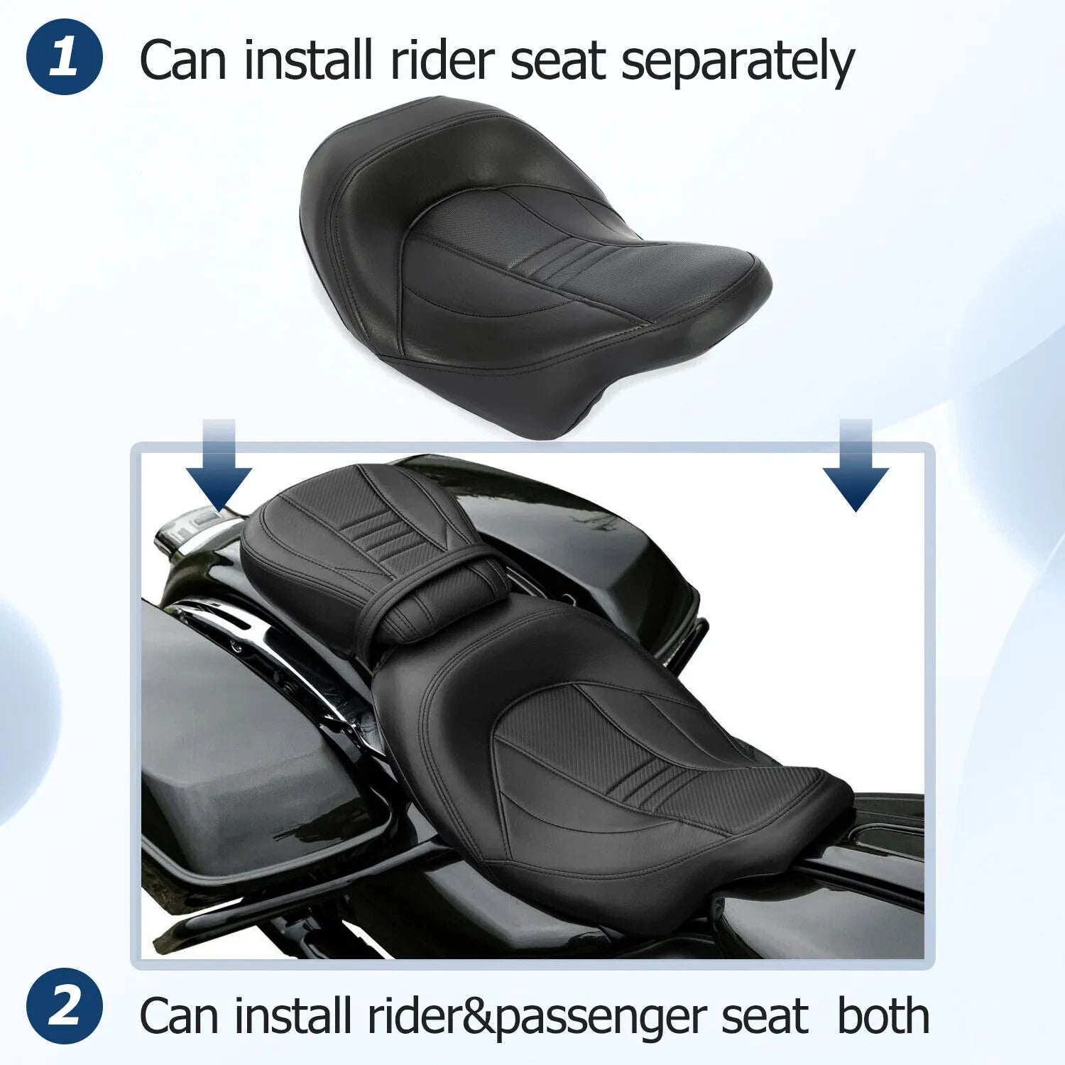Low-Profile 2-Up Seat for Harley Touring Road King (2009-2023)