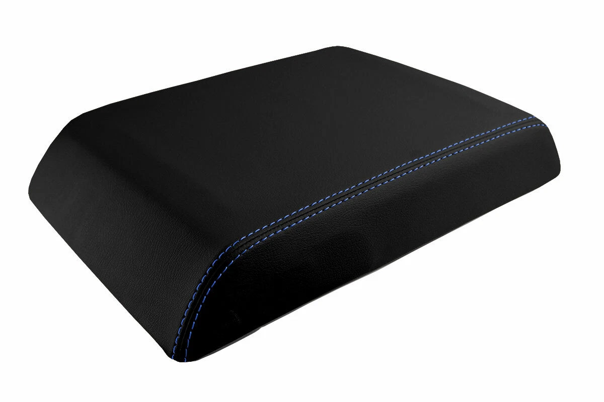 Leather Console Lid Armrest Cover for Hummer H2 (2005–2007) Blue Stitch