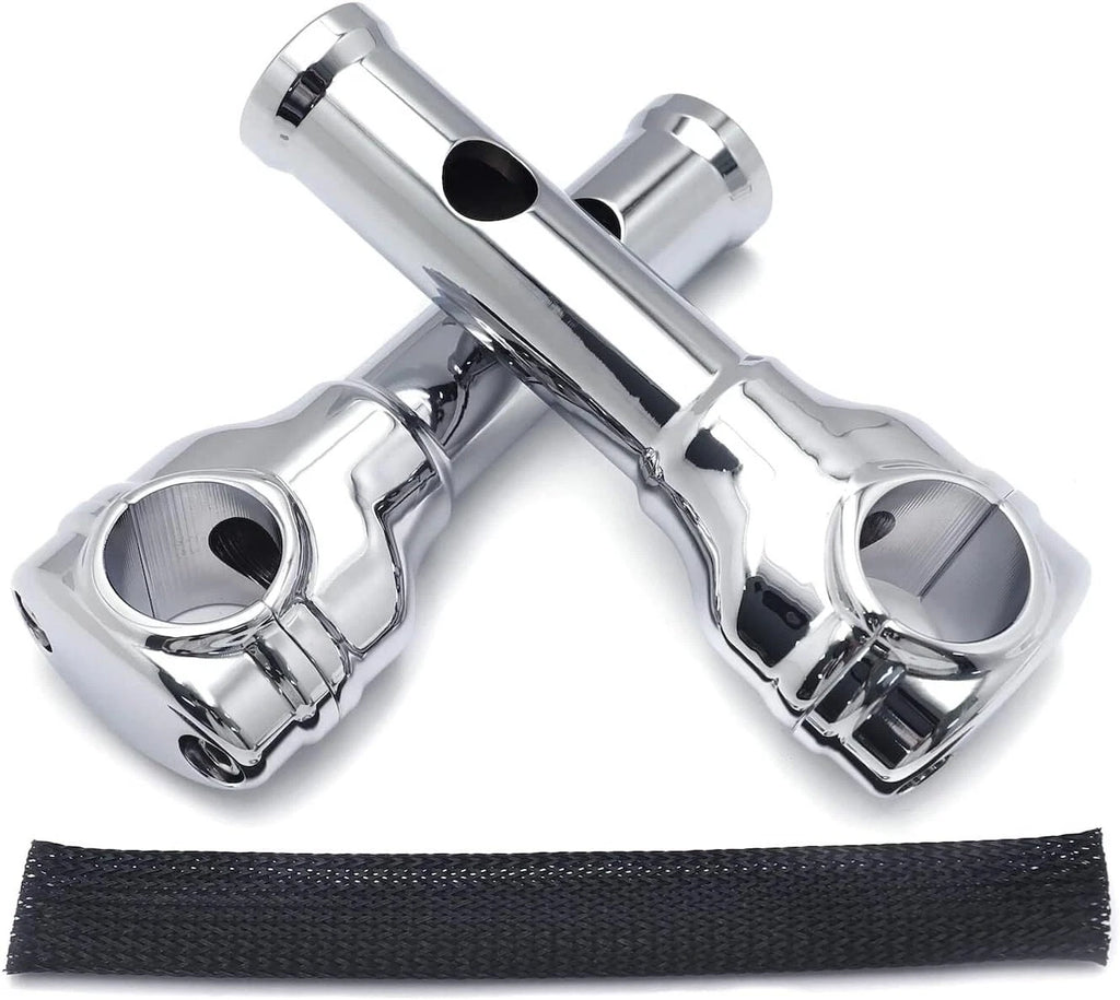 Chrome 6" Risers 1.25" Handlebar Top Clamps for Harley Touring (2014–2023)