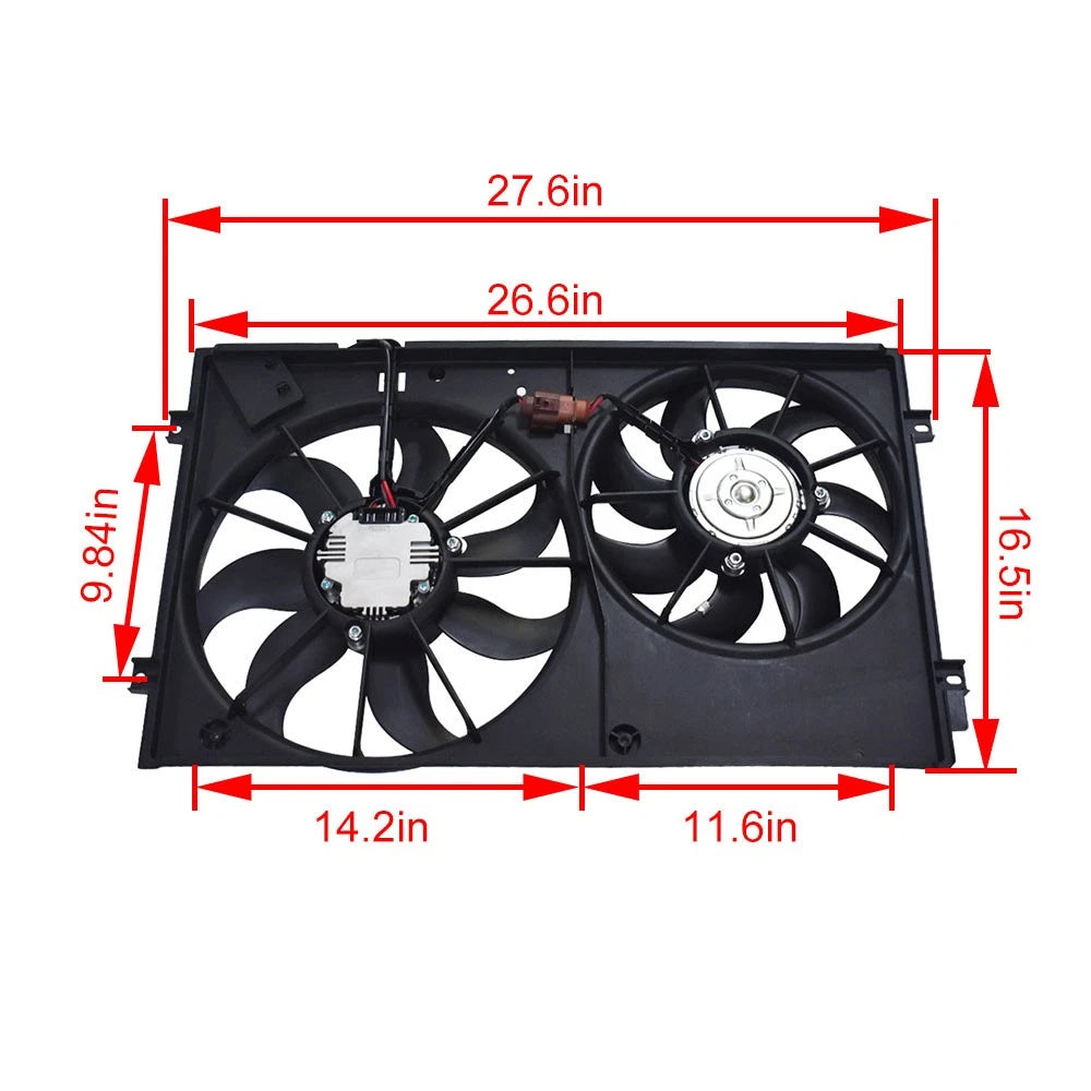 Radiator Condenser Cooling Fan Assembly VW3120100 for Volkswagen Jetta (2005–2015)