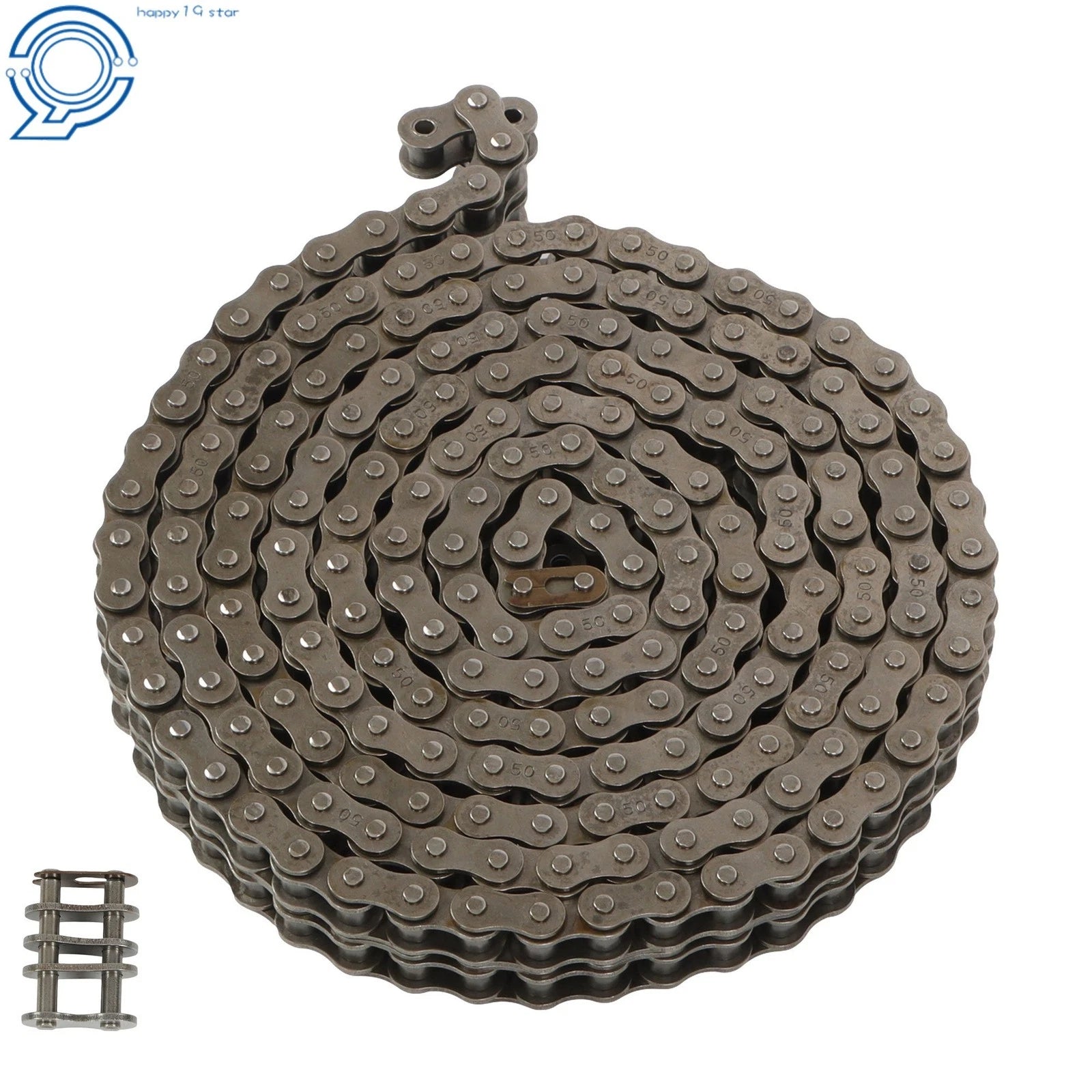 50-2R 5/8 Pitch Duplex Roller Chain for Various Applications (10FT, 2 Master Links)