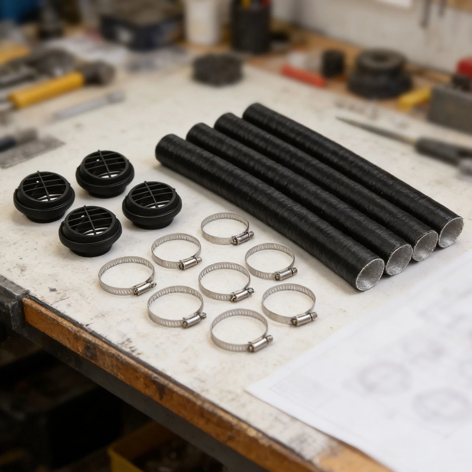 16pcs 42mm Diesel Heater Ducting Kit for Universal Applications (N/A)