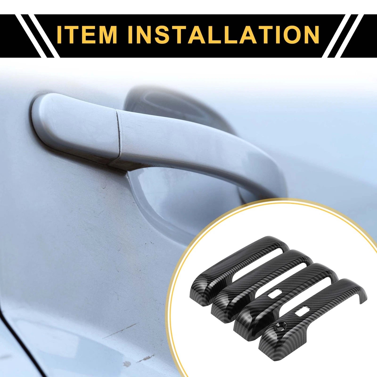 Set of 4 Exterior Door Handle Covers for Ford F-150 (with Keypad) Carbon Fiber