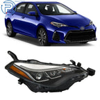 Right Side Black Headlight for Toyota Corolla SE XSE (2017–2019) Halogen Clear