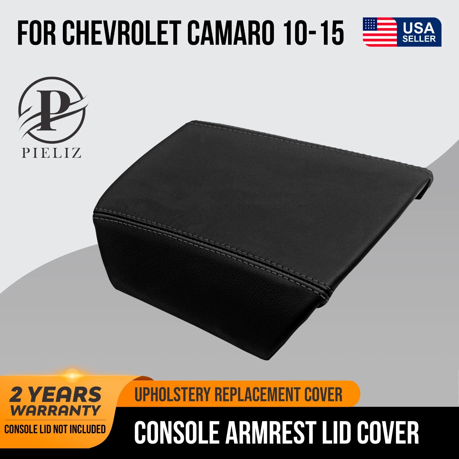 Center Console Armrest Cover for Chevrolet Camaro (2010–2015) Black Leather