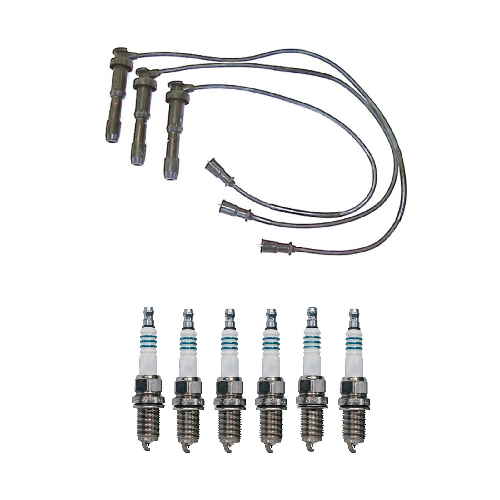 Denso 7mm Wire Set & 6 Iridium Power Spark Plugs for Hyundai Kia (3.0–3.5)