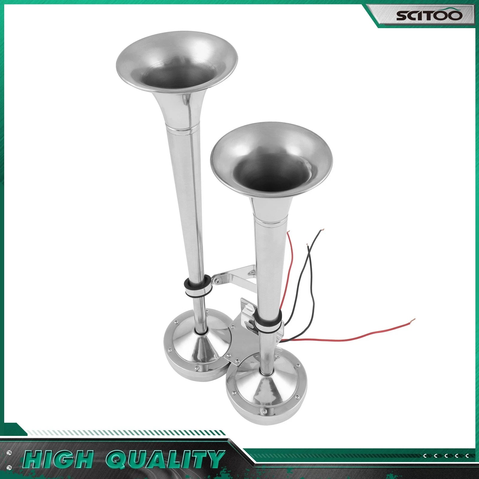 2 Trumpet Electric Horn for Marine Applications (Stainless Steel)