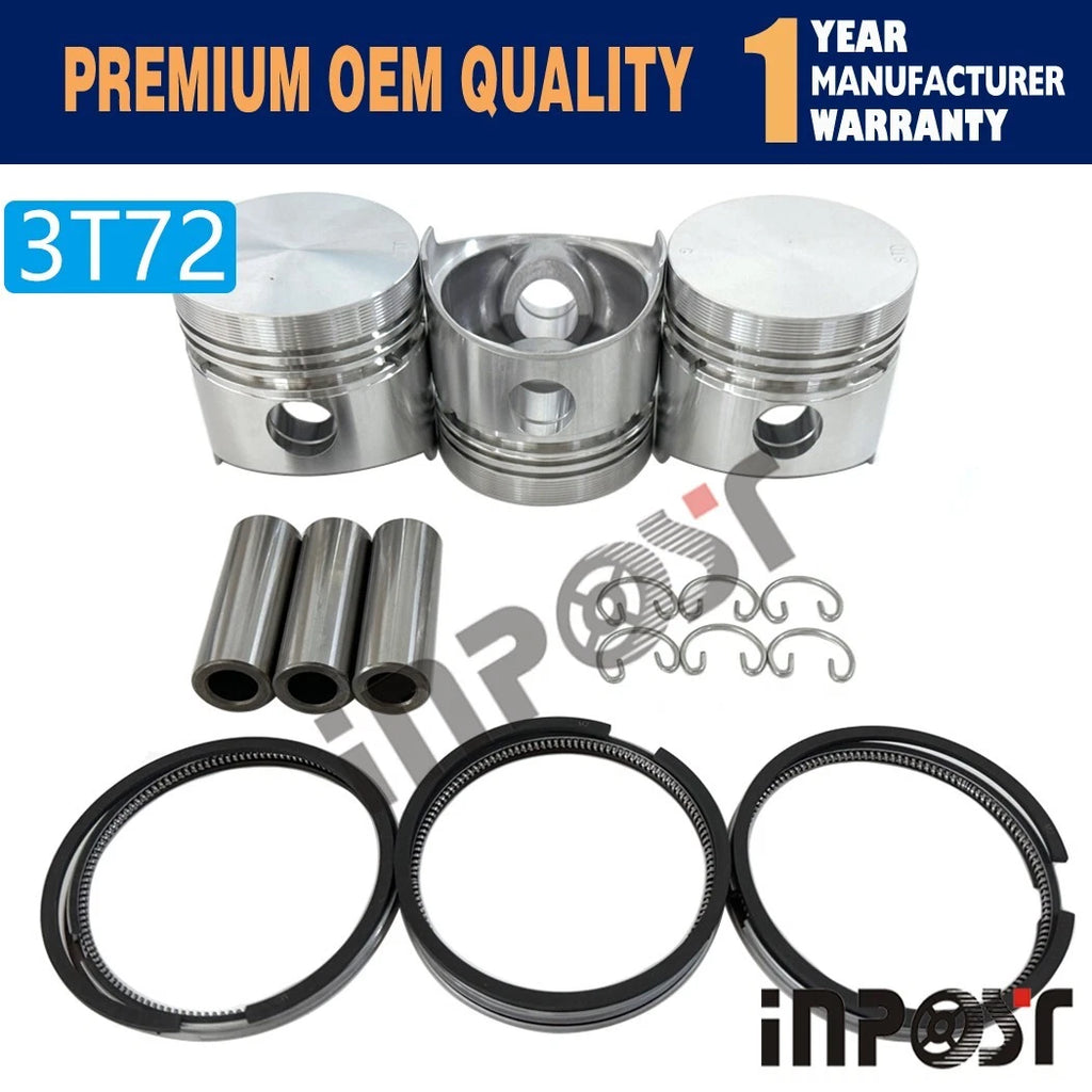 Set of 3 Piston with Ring STD for Yanmar 3T72HL (72mm)