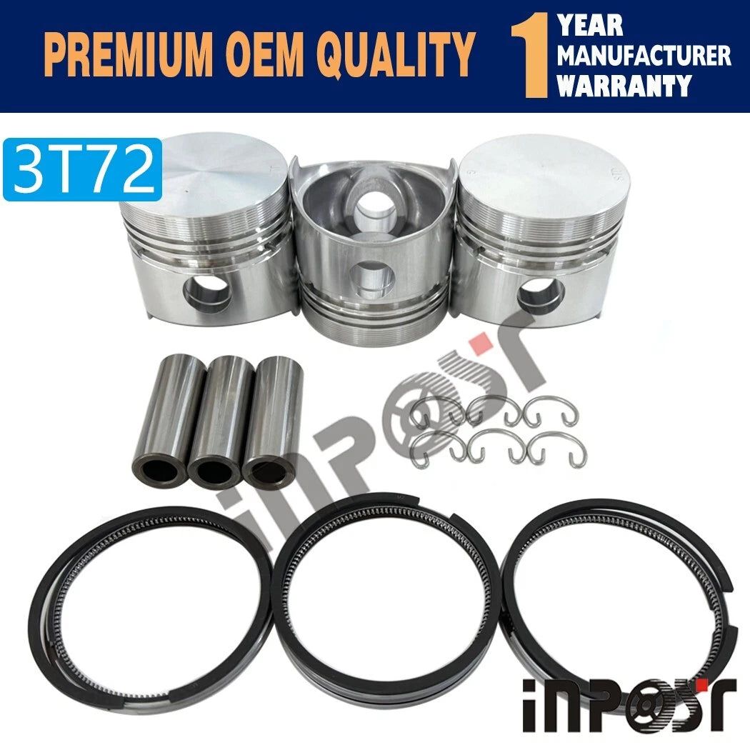 Set of 3 Piston with Ring STD for Yanmar 3T72HL (72mm)