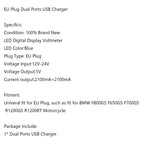 Dual USB Charger DIN Socket Voltmeter for BMW Motorcycle (EU Plug)