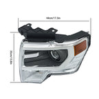 Front Headlight for Ford F150 (2013–2014) Left Driver Side Clear Lens