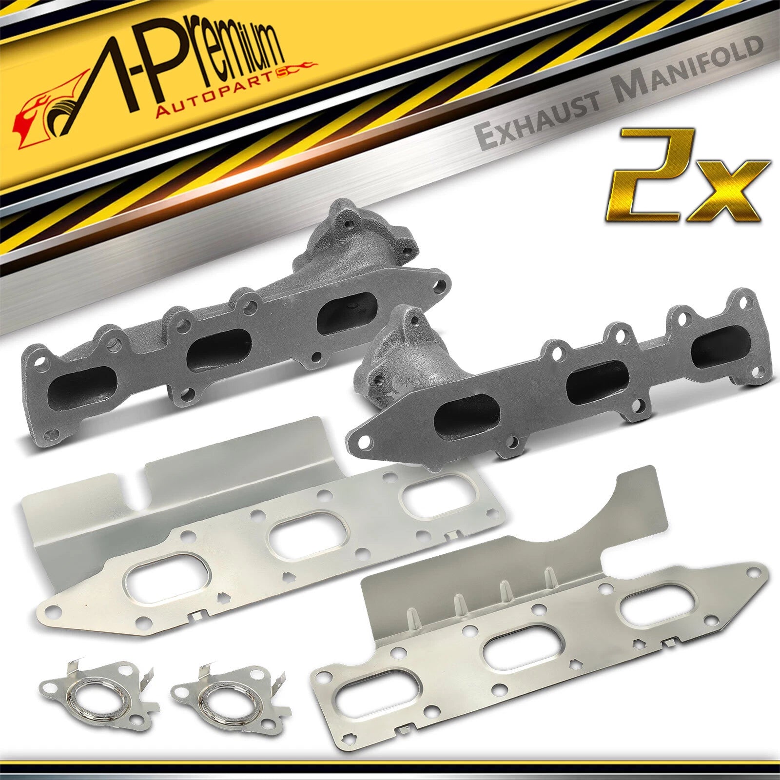2X Exhaust Manifold with Gasket for Ford F-150 (2011–2016)