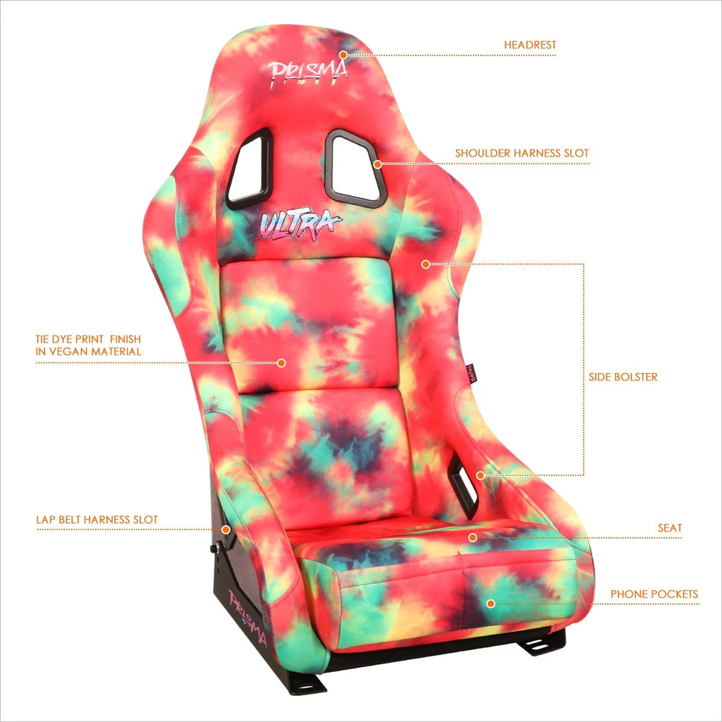 NRG FRP-303-TIEDYE Fixed Back Racing Bucket Seat for Universal Fit (2010–2023)