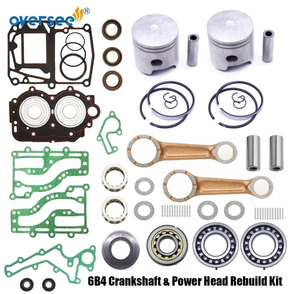 6B4 Crankshaft & Power Head Rebuild Kit for Yamaha 2T E 9.9 15HP (1990–1999)