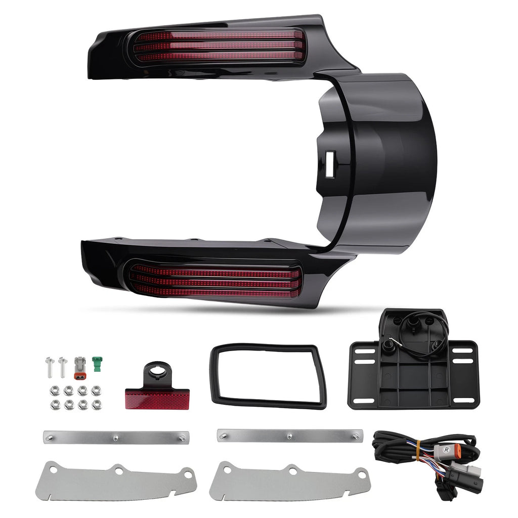 Black Rear Fender LED Light Fascia for Harley Touring (2014–2021) ABS