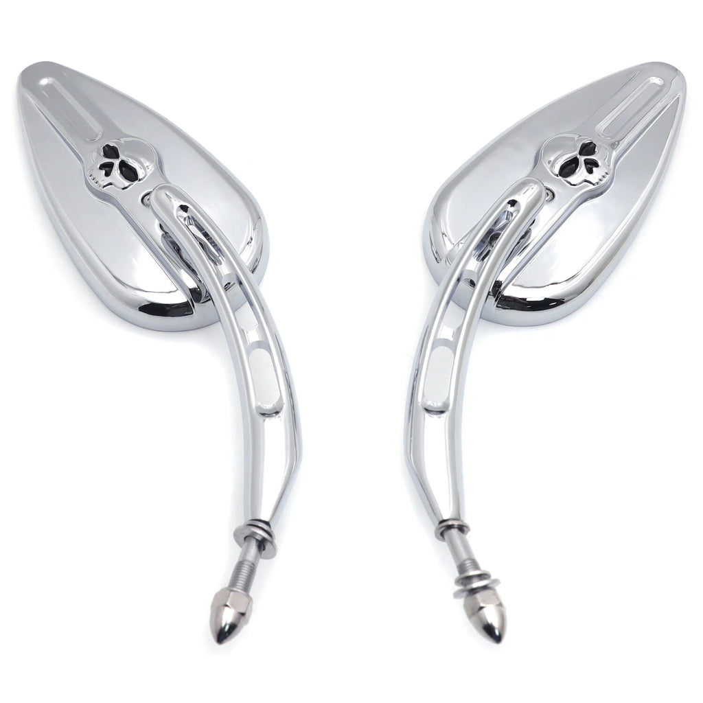 Chrome Skull Side Mirrors for Harley Softail (2014–2023)