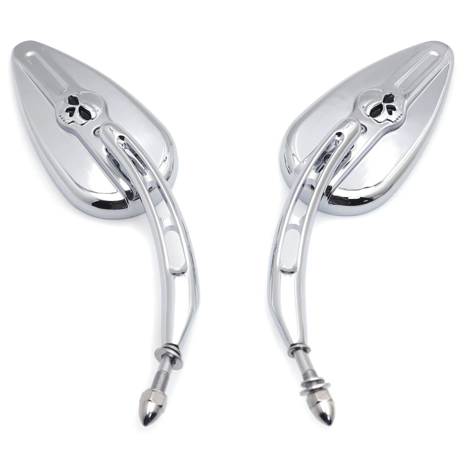 Chrome Skull Side Mirrors for Harley Softail (2014–2023)