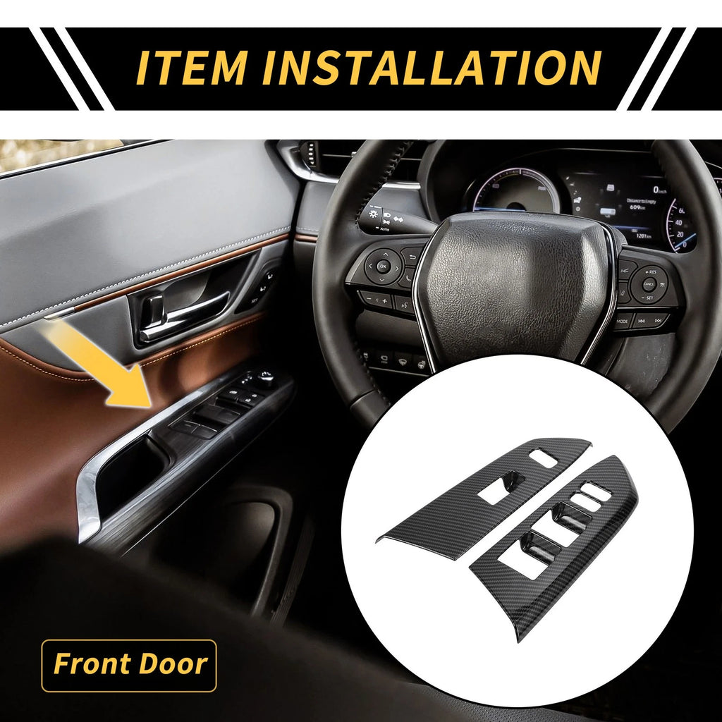 Set of 1 Carbon Fiber Front Door Window Switch Panel for Toyota Tundra (2014–2021)