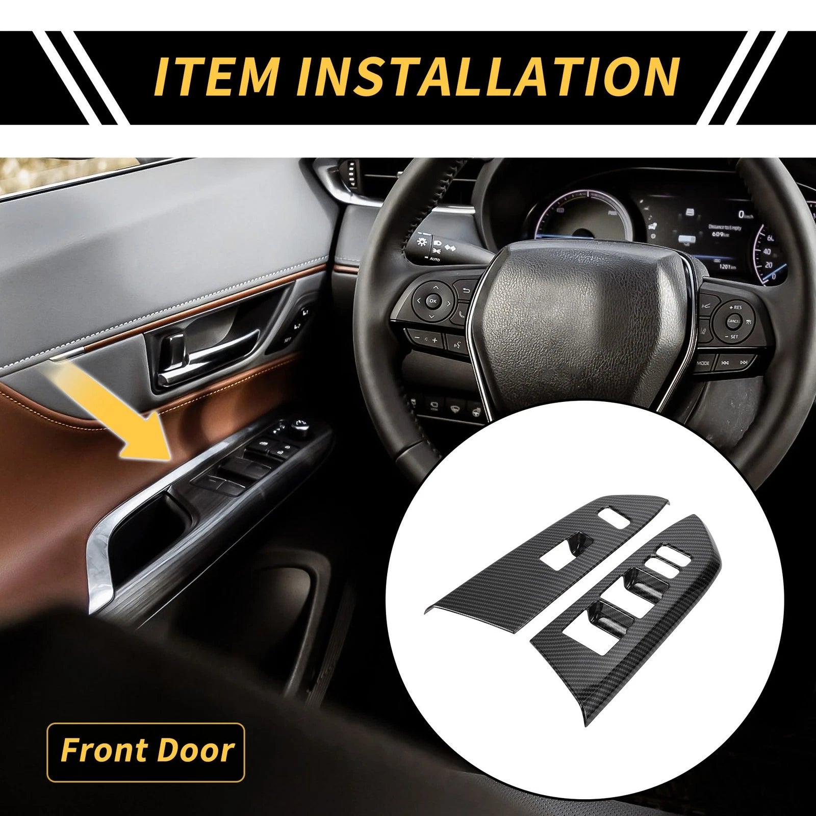 Set of 1 Carbon Fiber Front Door Window Switch Panel for Toyota Tundra (2014–2021)