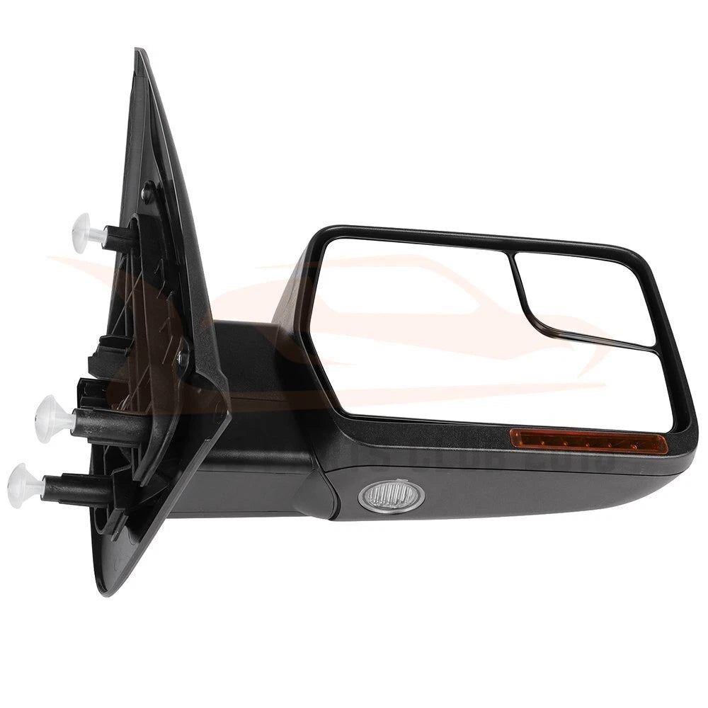 2X Power Heated Turn Signal Puddle Light Mirrors for Ford F150 (2004–2014)
