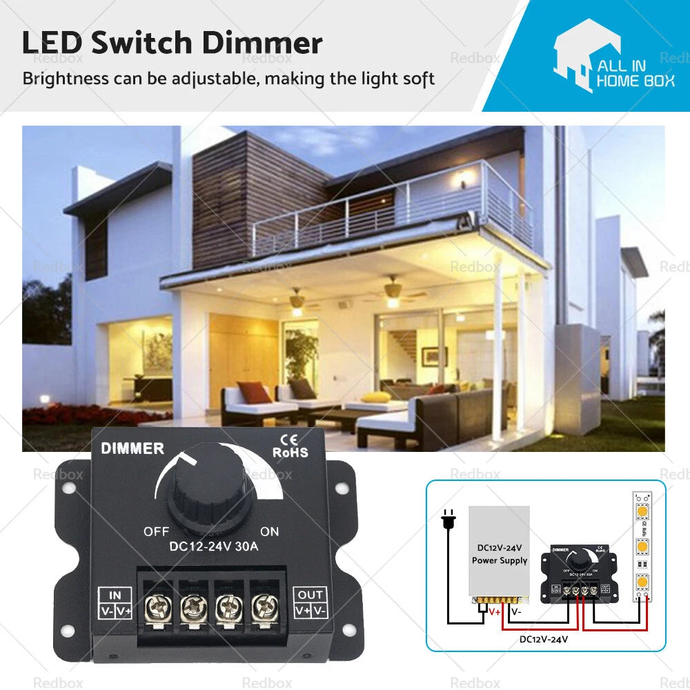 LED Dimmer Switch Controller for Strip Light (12V-24V)