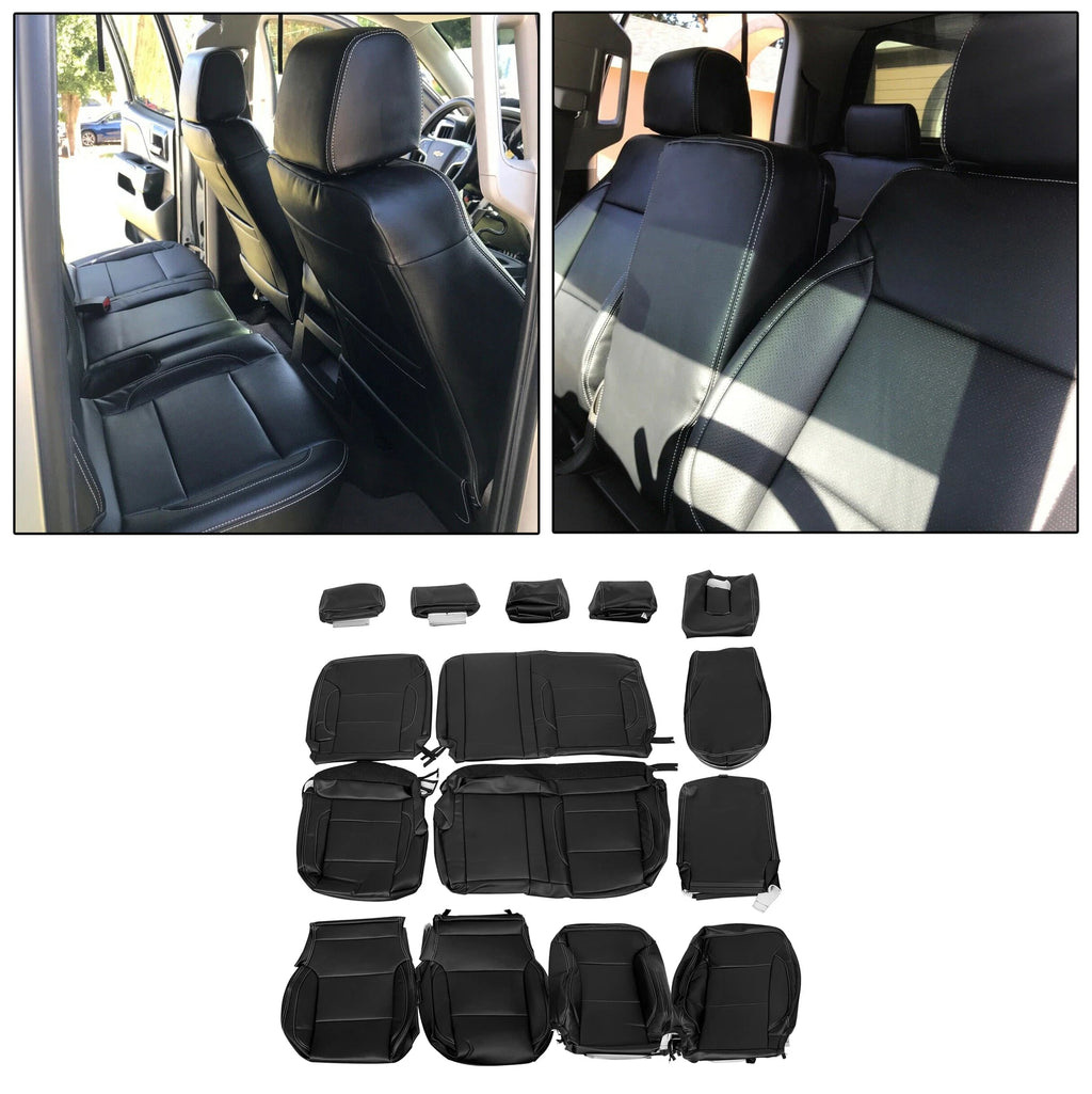 Set of 2 Black Complete Seat Covers for Chevrolet Silverado LT (2014–2018)
