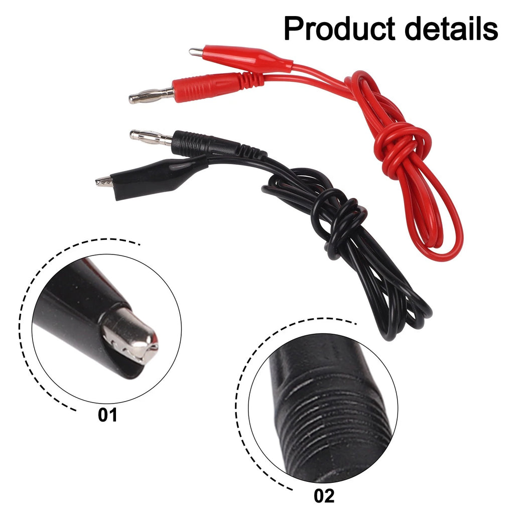 Set of 2 Test Leads 3ft with Banana to Crocodile Clips for Quick Connections