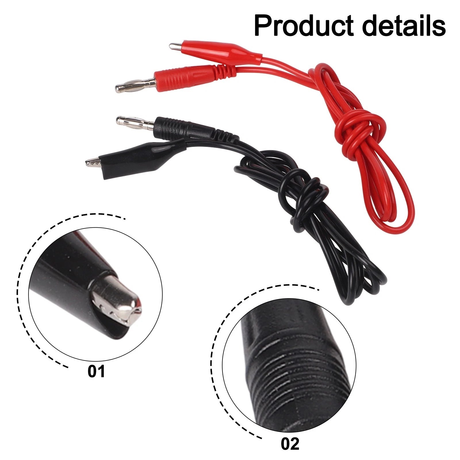 Set of 2 Test Leads 3ft with Banana to Crocodile Clips for Quick Connections