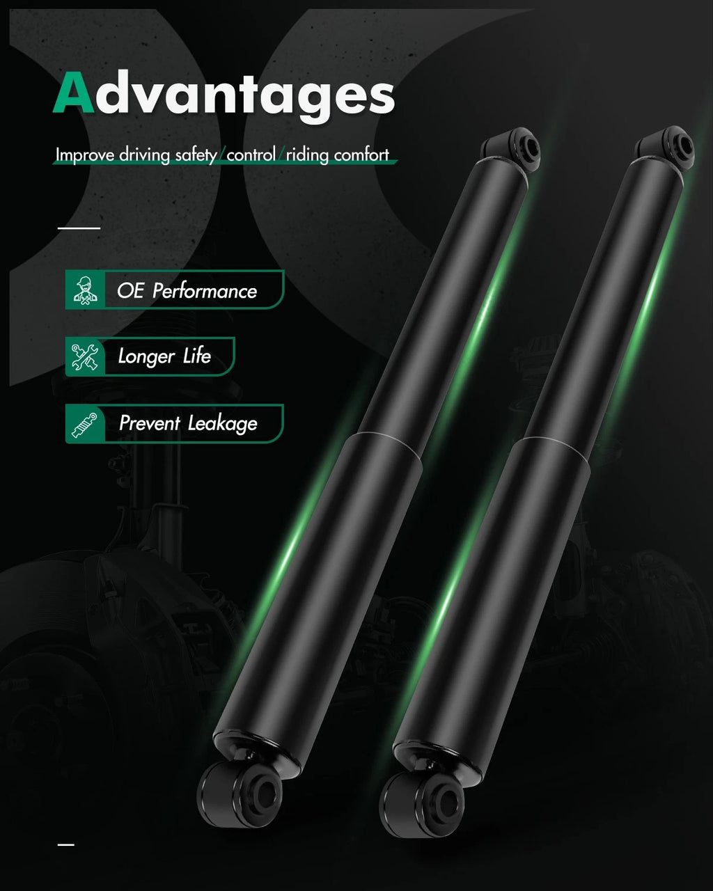 Set of 2 Rear Shock Absorbers for Chevrolet Equinox GMC Terrain Torrent Vue (2005–2019)