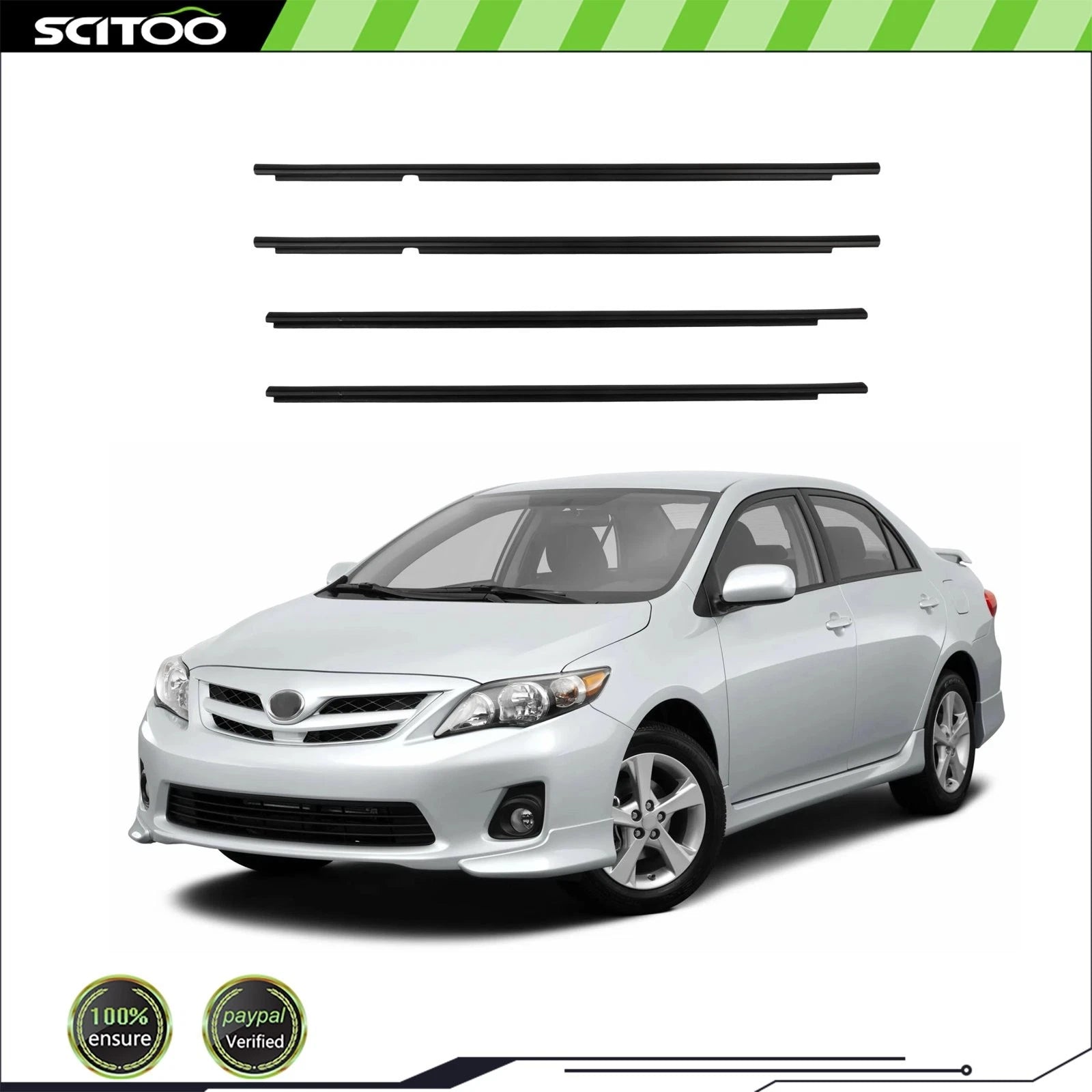 Window Scraper Seal Belt Weatherstrip for Toyota Corolla (2009–2012)