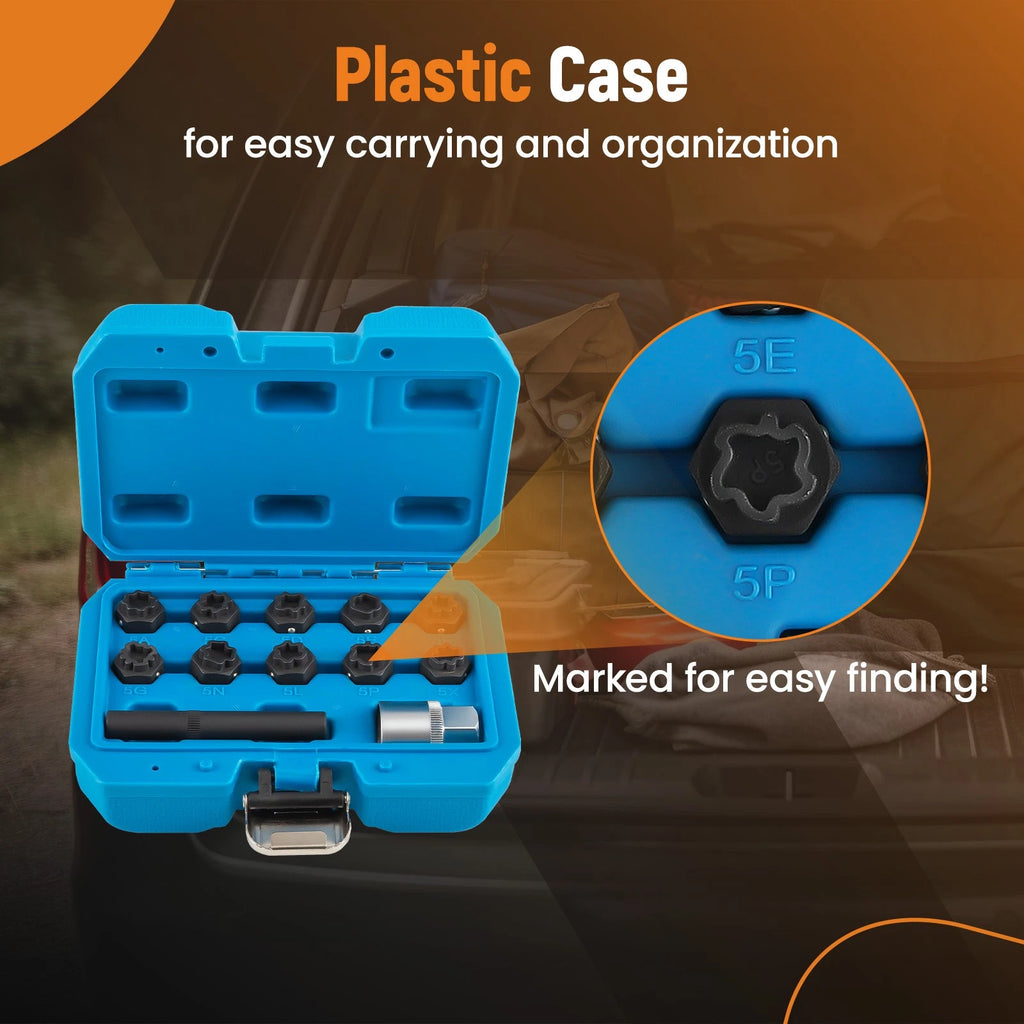 Anti-Theft Screw Remover Wheel Locking Nut Key Kit for Mercedes Benz