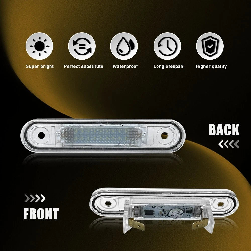 2X LED License Plate Lights for Mercedes-Benz W124 W201 W202 (1985–1996)