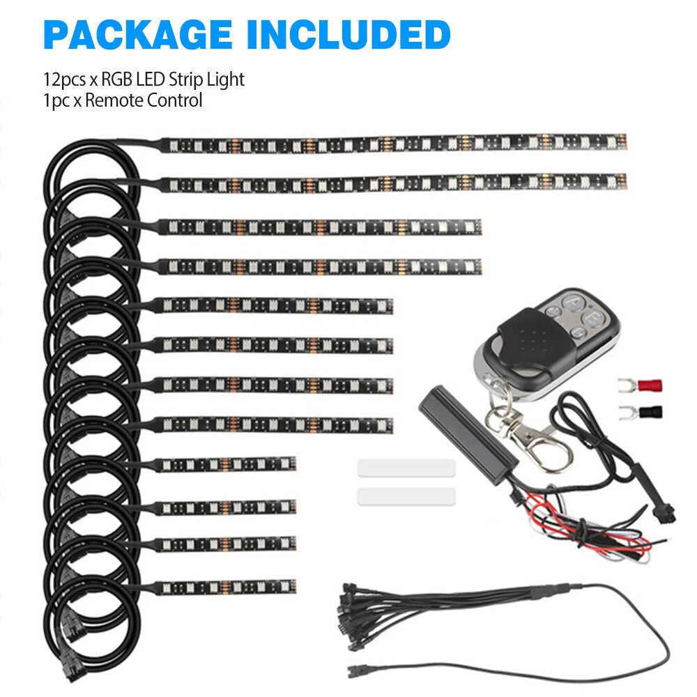 12Pcs RGB LED Waterproof Under Glow Light Strips for Motorcycle (YYYY–YYYY)