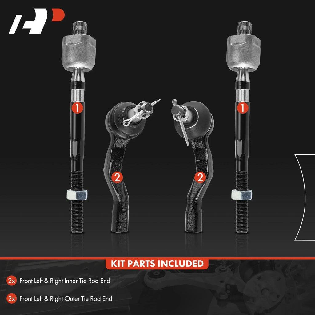 Set of 4 Tie Rods for Infiniti G35 (2003–2007) Nissan 350Z