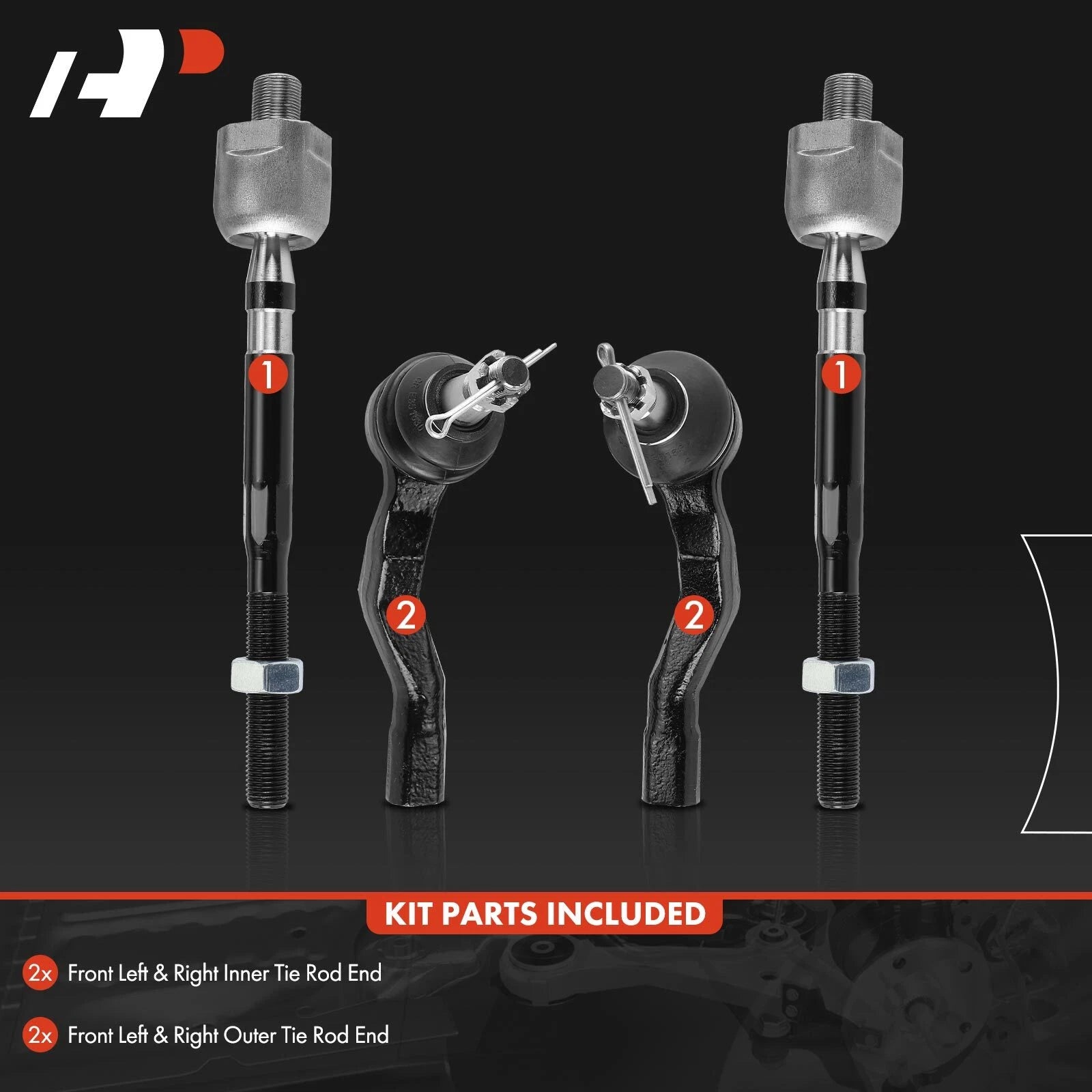 Set of 4 Tie Rods for Infiniti G35 (2003–2007) Nissan 350Z
