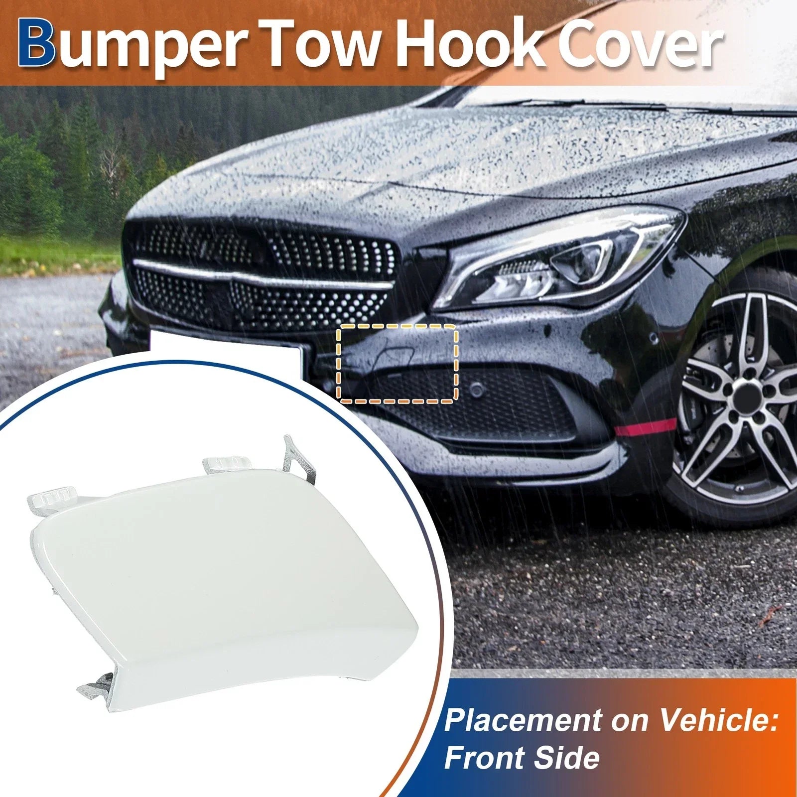 Front Car Bumper Tow Hook Cover for Mercedes-Benz CLA250 (2014-2019) White