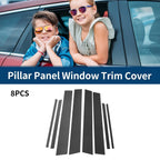 8 Pcs Window Trim Cover for Toyota RAV4 (2013–2018) Black Carbon Fiber