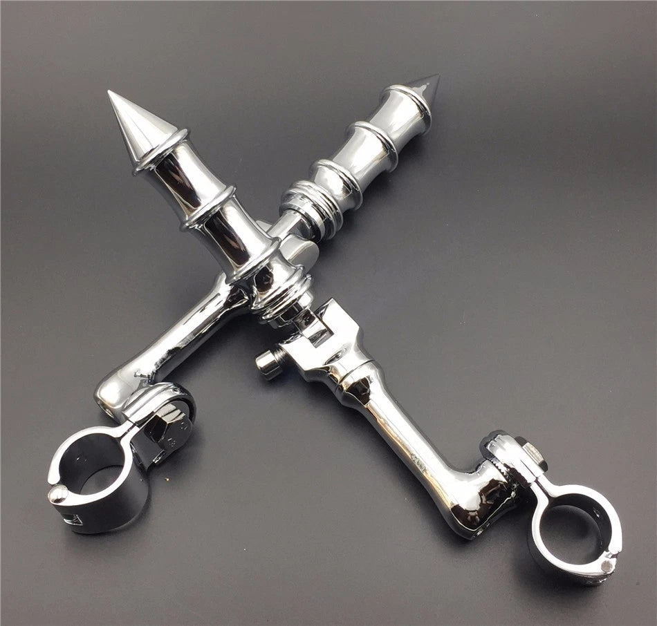 Chrome Custom Bamboo Foot Peg for Honda Yamaha Suzuki (1.5" Engine Guard)