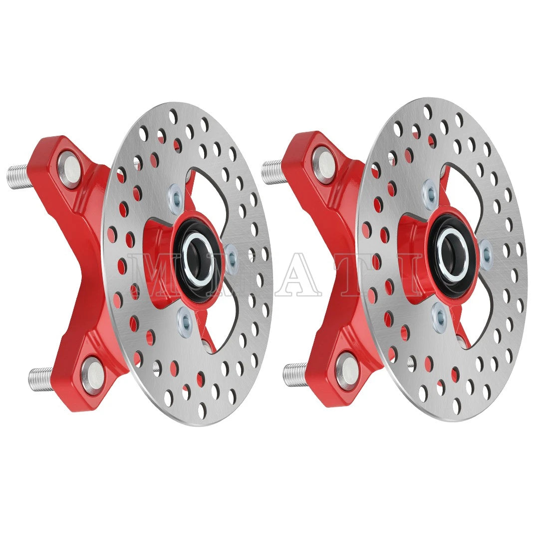 2 Front Red Wheel Hubs w/ Brake Discs for Honda TRX250X (2009–2020) TRX400X (2009–2014)