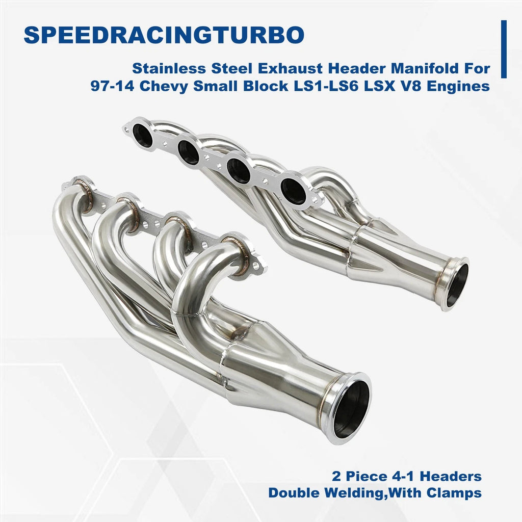 Exhaust Header for Chevy Small Block V8 LS1 LS2 LS3 LS6 LSX (1997–2014) 2pcs