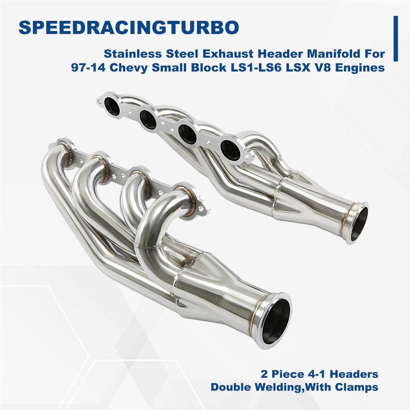 Exhaust Header for Chevy Small Block V8 LS1 LS2 LS3 LS6 LSX (1997–2014) 2pcs
