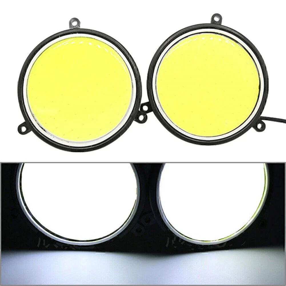 Round COB White LED Daytime Running Lights for Car DRL Lamp