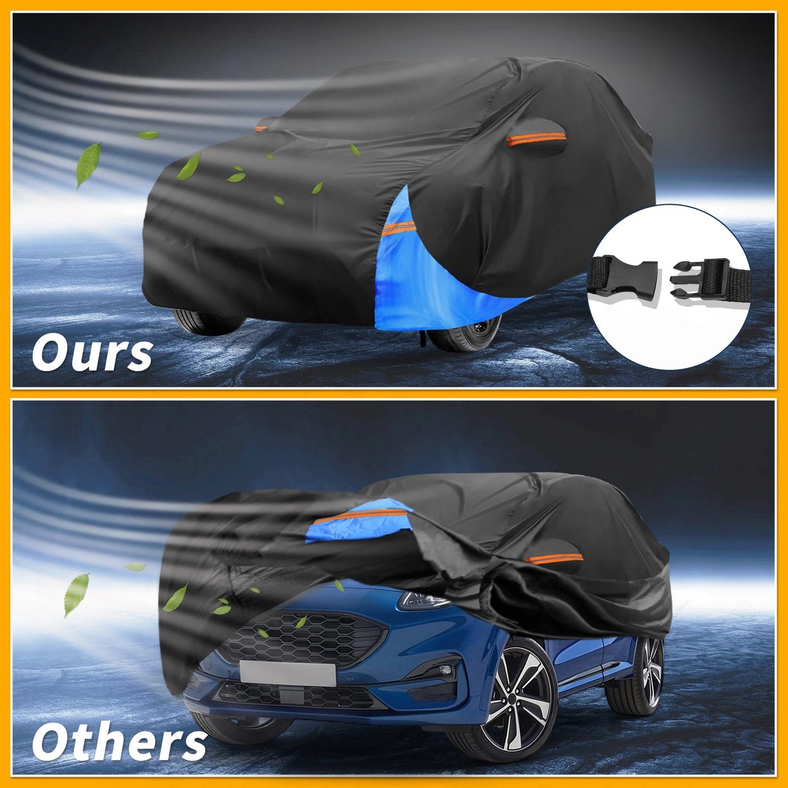 Car Cover Waterproof for Ford Puma (2019–2023) Black Blue 210D-PU