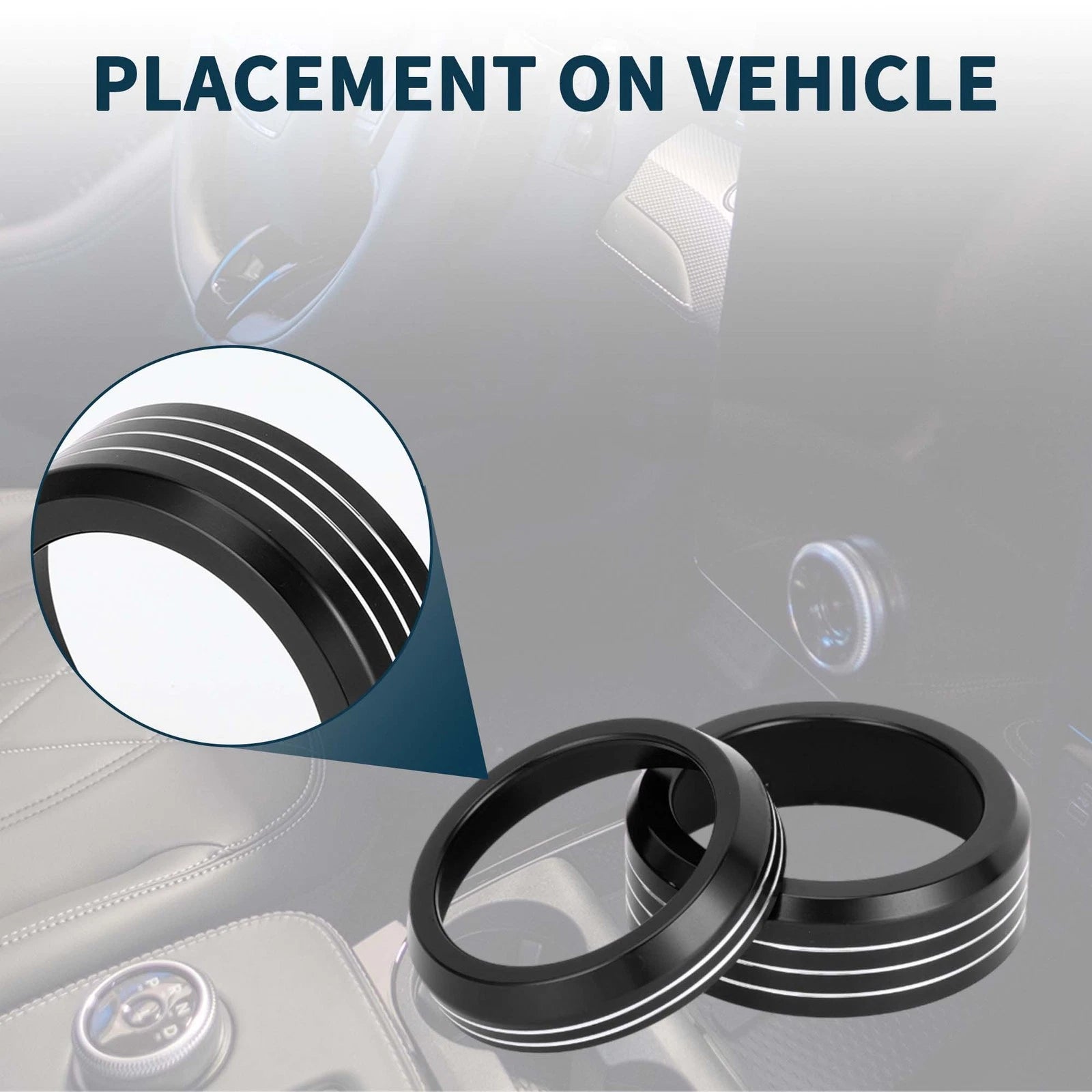 2X Media Volume Gear Shift Switch Knob Cover Ring for Ford Mach-E (2021–2024)