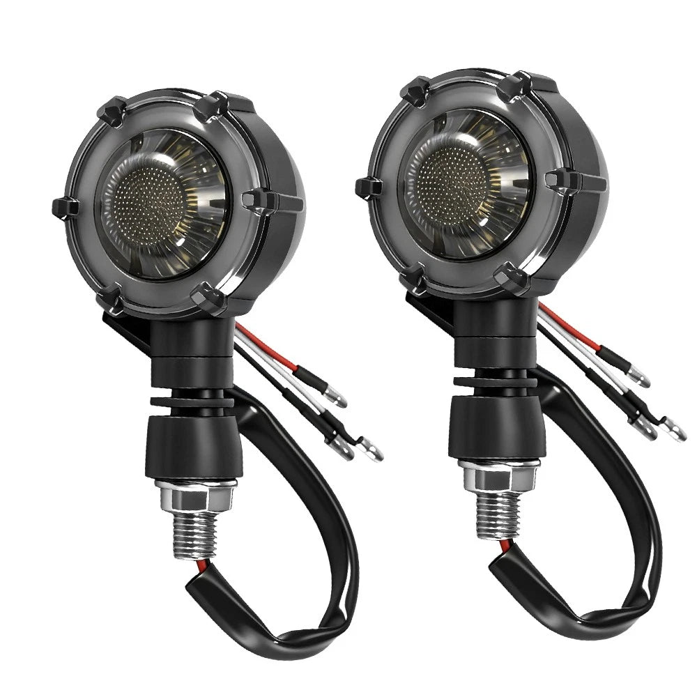 2X Amber White Smoked Bullet Turn Signal Lights for Motorcycle (12V)