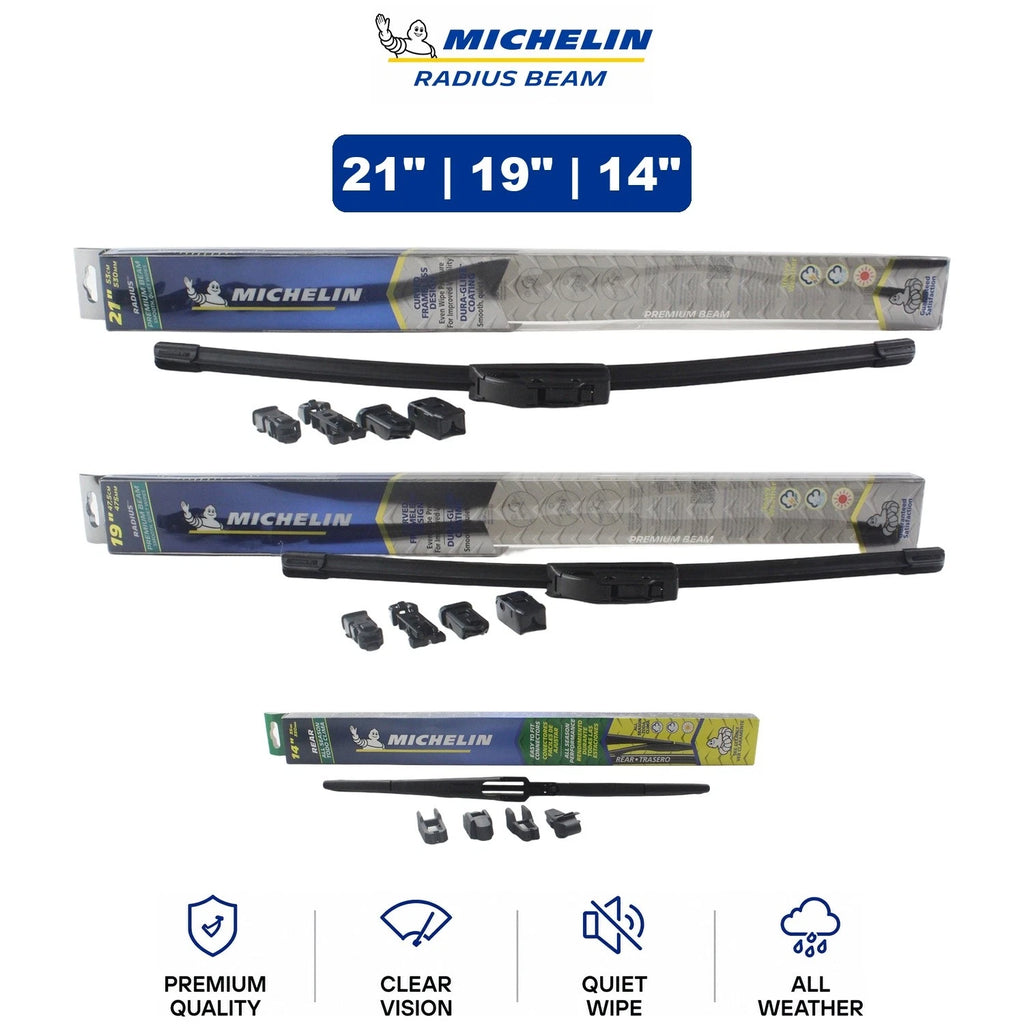 3-Pc Wiper Blade Set for Mazda 3 (2004–2009) - Michelin Radius Beam 21"/19"/14"