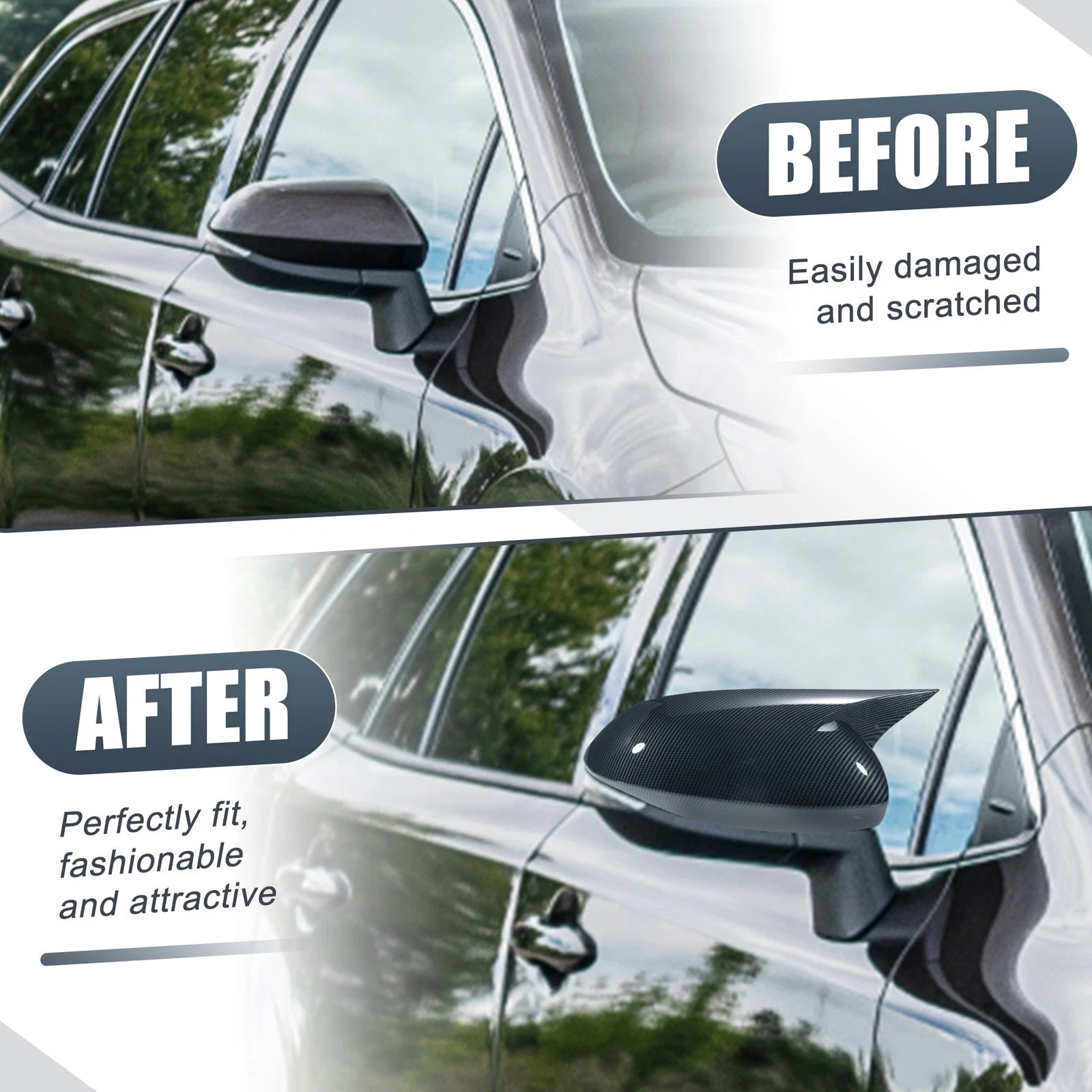 1 Pair Rearview Mirror Cover Overlay for Toyota Corolla (2014–2023) 767153441400