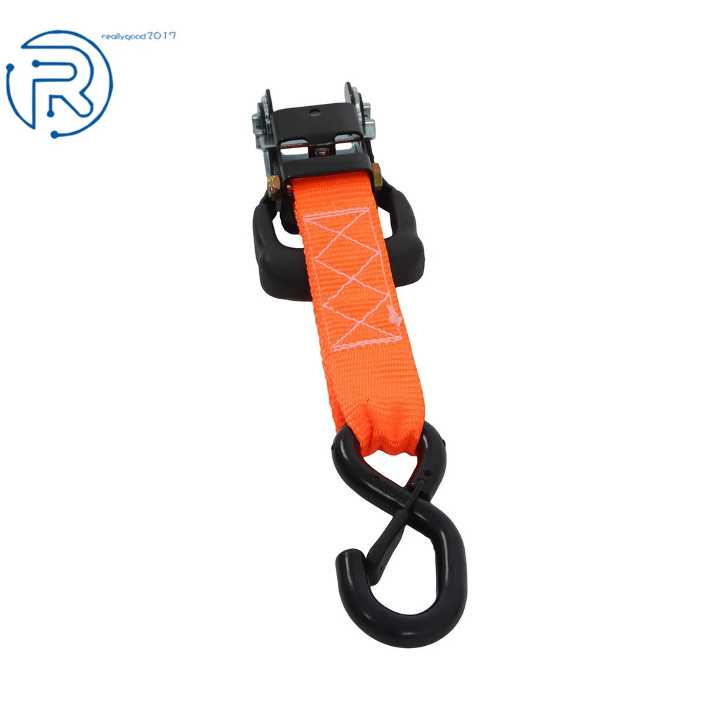 Set of 4 Tie Downs 1.6" × 8' Ratchet Straps 5208 lbs with S Hook Orange