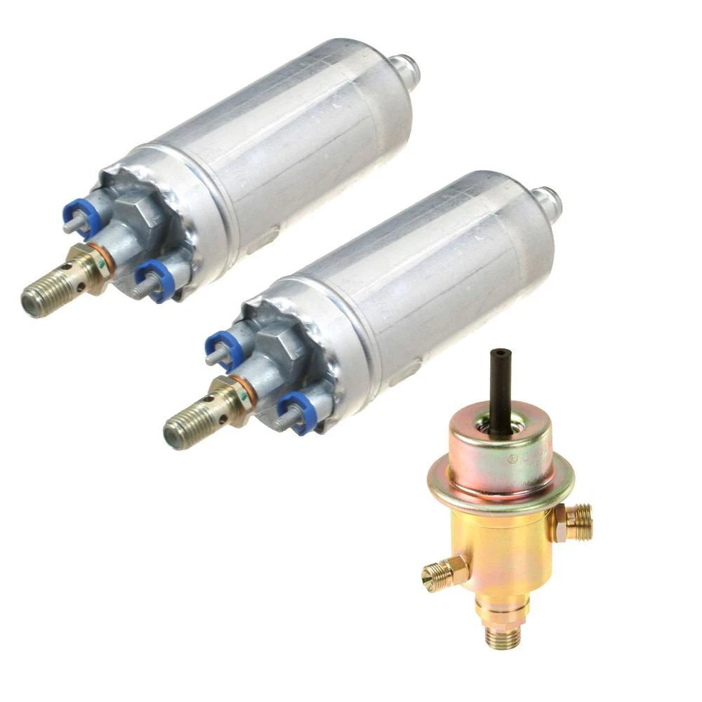 2X Bosch Electric Fuel Pumps & 1 Fuel Pressure Regulator Kit for MB W124 (1984–1993)